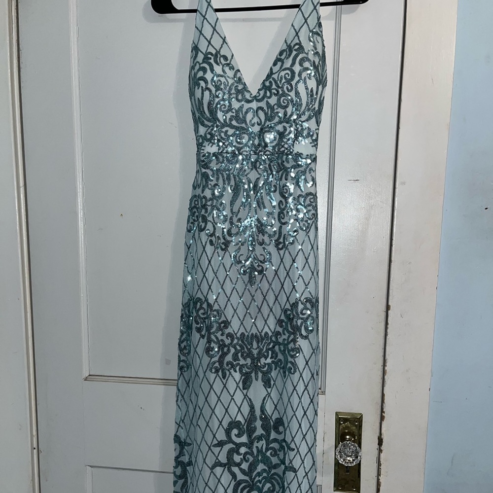 GORGEOUS light blue sequin prom dress